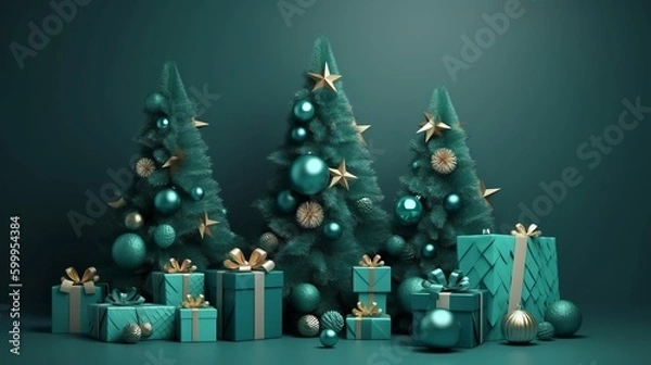 Obraz Design template for web ribbon design. Holiday card design. Realistic illustration. Winter holiday template design, banner, flyer.