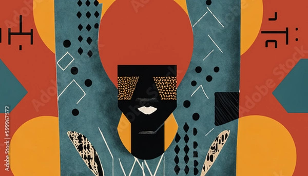 Fototapeta Abstract Geometric Figures Stylish Modern Wall Art for Wall Decoration, Wallpaper, Murals, Carpets, and Hanging Pictures, Scandinavian-Bohemian Fusion Hand-Drawn, Aesthetic Illustrations Generative AI