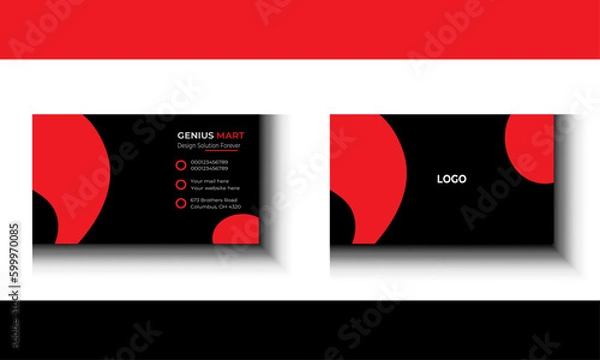 Obraz Luxury and elegant dark black and red navy business card design minimalist print template.