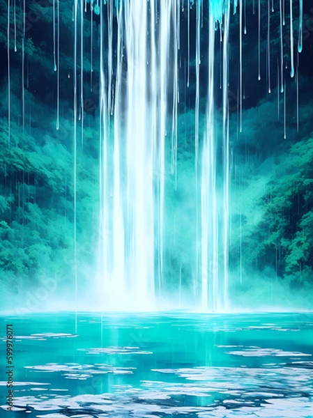 Obraz Waterfall splash paint. AI generated illustration