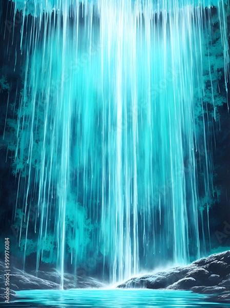 Obraz Waterfall splash paint. AI generated illustration