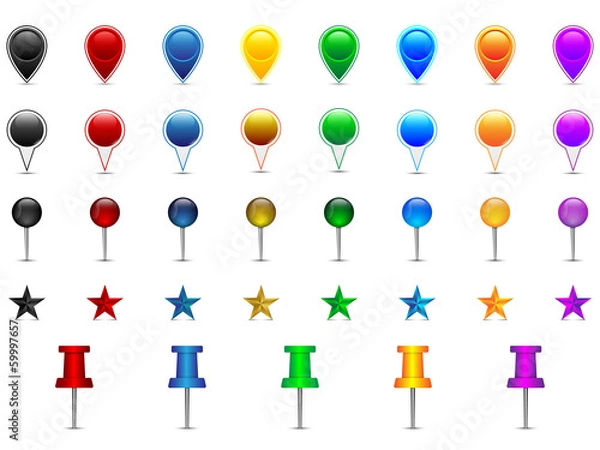 Obraz Set of colorful location pointers