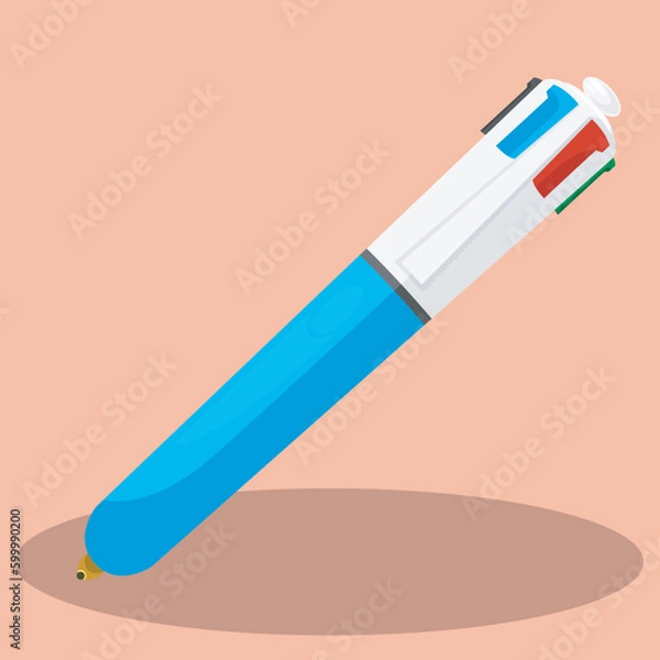 Obraz 4-Color Pen,ancient vectorized pen,vector isolated editable.