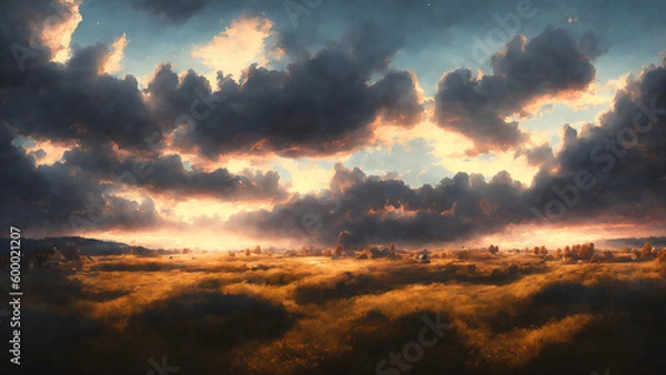 Fototapeta ノスタルジックな情景と空, Generative AI