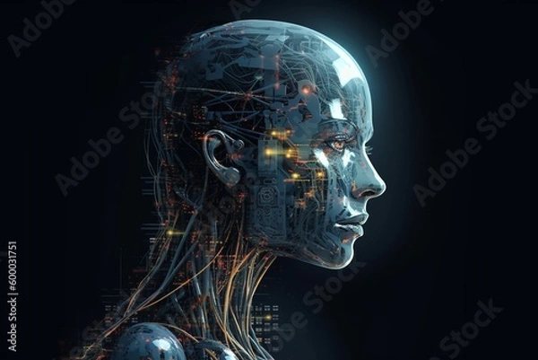 Fototapeta Advanced Artificial Intelligence Robot Created with Generative AI