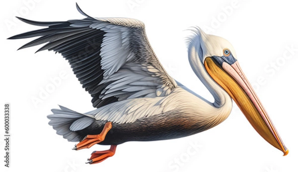 Obraz pelican birds isolated on transparent background. 3D render.