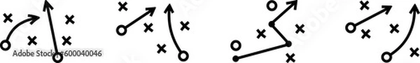 Fototapeta Set of cross and arrow icons as a strategy and tactics concept