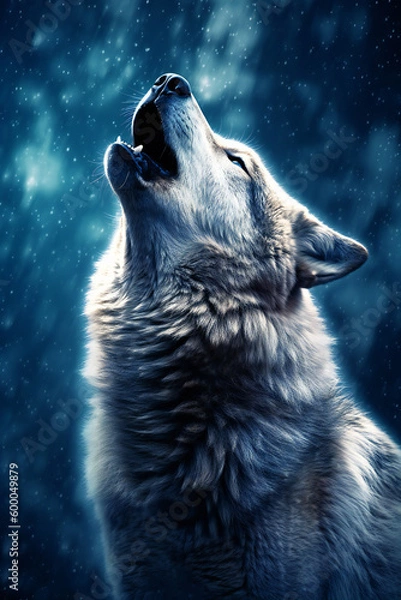 Obraz Wolf howling at the moon