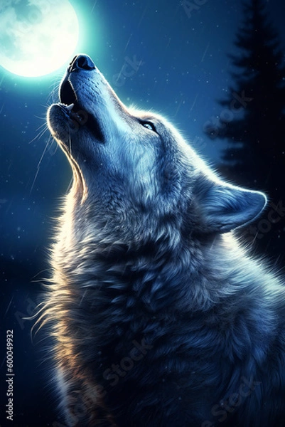 Obraz Wolf howling at the moon