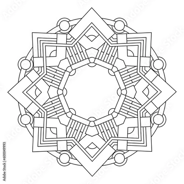 Fototapeta Easy coloring pages for adults.Coloring Page 

of geometric abstract mandala Simple mandala 

in EPS 8.  #644