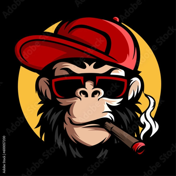 Fototapeta pirate monkey with a cigar vector for download