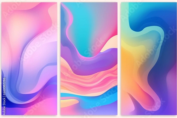 Fototapeta Generative AI. Vector Minimalism Brochure, Cover, Flyer Design Templates with Geometric Halftone Texture and Vibrant Gradients. Conceptual Minimal Abstract Background. Colorful halftone gradients.