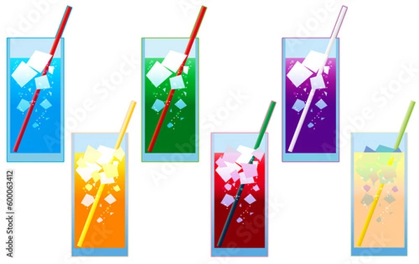 Fototapeta 飲み物　夏　爽やかなソーダジュースのイラスト素材セット
