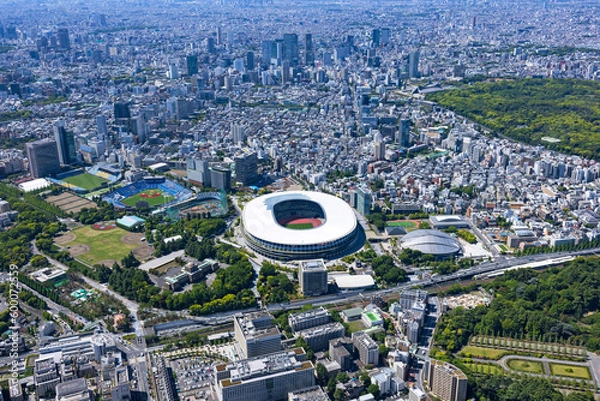 Fototapeta 都市風景・国立競技場・空撮・2023撮影