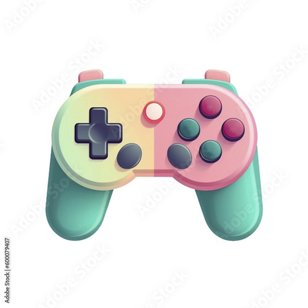 Fototapeta Cute pastel color gamepad icon on transparent background, created with generative AI