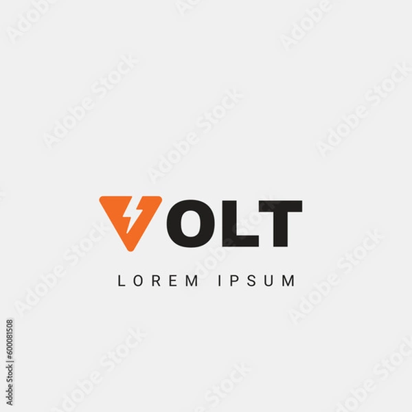 Fototapeta V logo energy vector for identity company. initial letter thunder template vector illustration for your brand