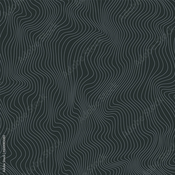 Obraz Vector seamless pattern. Abstract grunge texture with monochrome wavy stripes. Creative background with distorted lines. Decorative black and white striped design with distortion effect.