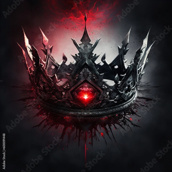 Obraz crown with ruby eyes a sinister shadow Generative AI