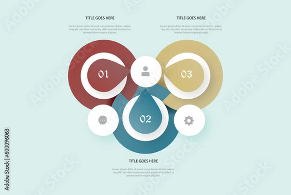 Fototapeta Flat 3 circular diagram infographic
