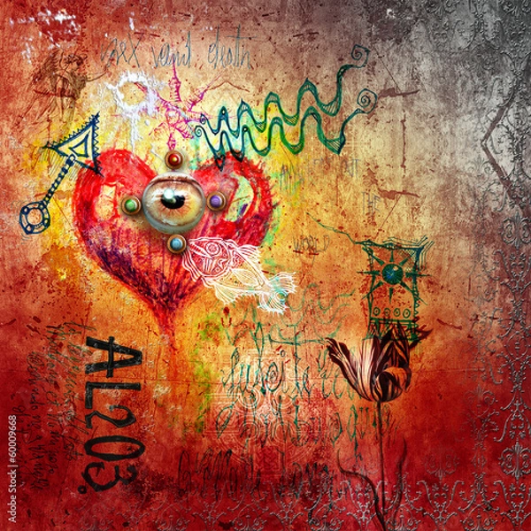 Obraz Graffiti z czerwonym sercem
