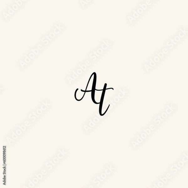 Obraz AT black line initial script concept logo design