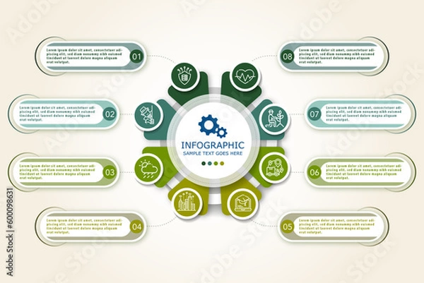 Fototapeta  infographic elements with 8 options or steps