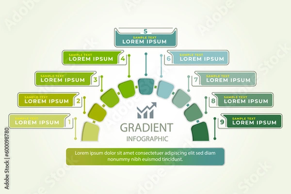 Fototapeta Free vector organizational chart infographic 9 elemant