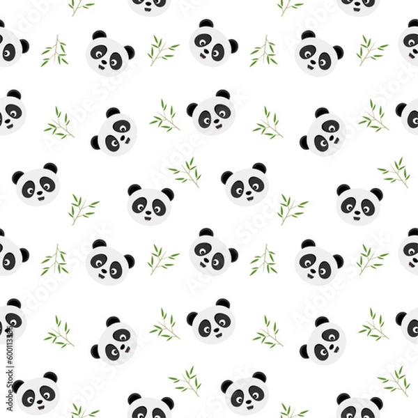 Fototapeta Panda and bamboo theme seamless pattern