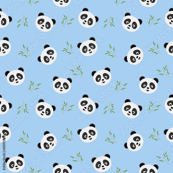 Obraz Panda and bamboo theme seamless pattern