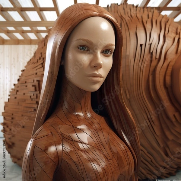 Obraz Generative AI - hölzerne Frau