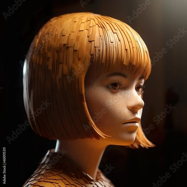 Obraz Generative AI - hölzerne Frau