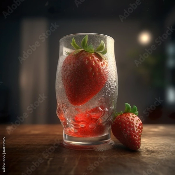 Obraz Generative AI - Bier mit Erdbeere