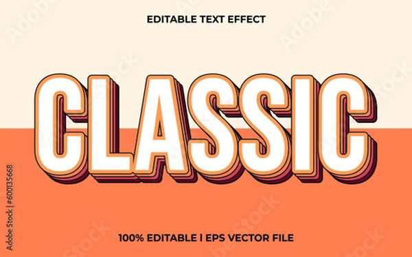 Fototapeta Classic 3d text effect and editable text, template 3d style use for trendy tittle