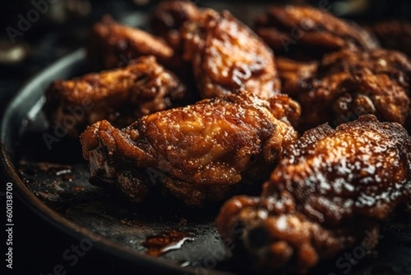 Fototapeta Buffalo chicken wings deep fried