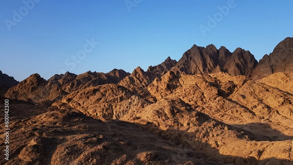 Obraz the image of the mountains on the Sinai Peninsula at sunset. the desert of Sharm el Sheikh in the evening. excursion in Egypt. travel.