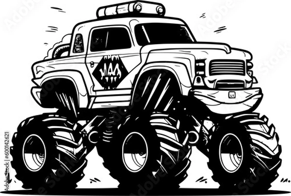 Fototapeta Monster Truck | Minimalist and Simple Silhouette - Vector illustration