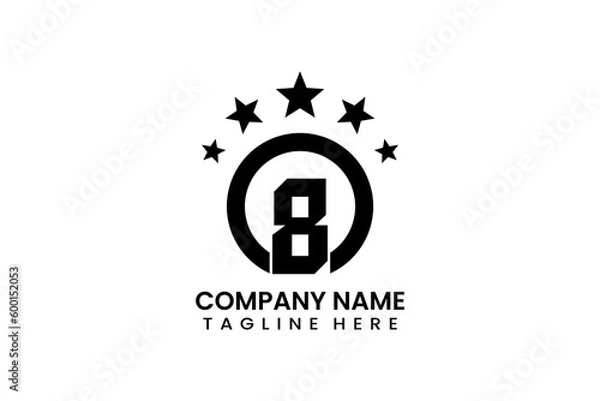 Fototapeta Flat number eight winner achievement label logo template vector design illustration