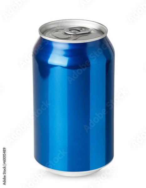 Fototapeta Blue aluminum can isolated on white background