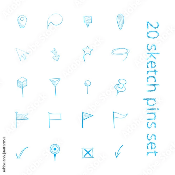 Obraz Blue sketch pins set for web, maps or documents