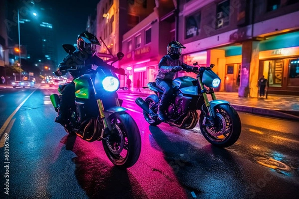 Obraz Two motorcycles created with Generative AI technology