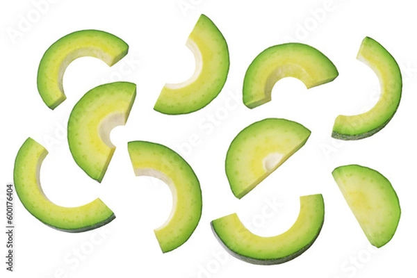 Fototapeta Avocado isolated. Ripe avocado slices on a transparent background.