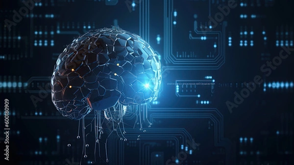 Fototapeta Ai technology brain background digital transformation concept