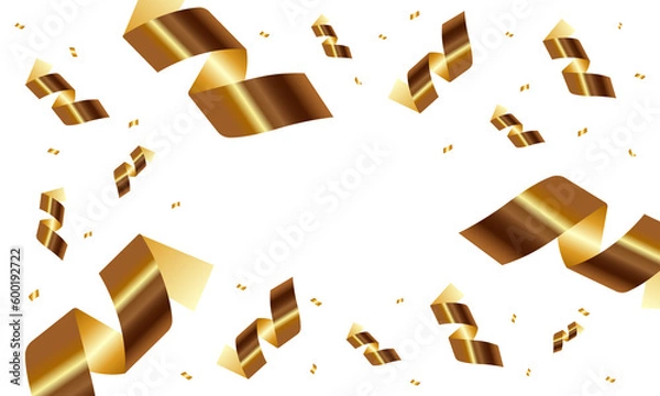 Fototapeta Shiny golden confetti banner isolated on transparent background