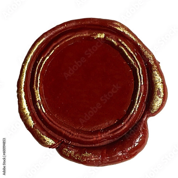 Obraz red wax seal with gold edge high resolution for premium certification, letter, invitation, luxurious	