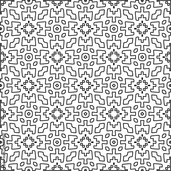 Fototapeta Geometric pattern of lines.  Black and white pattern for web page, textures, card, poster, fabric, textile.