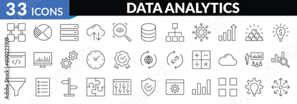 Fototapeta Data analytics icons set. Collection of data, source, analytics, database icon set EPS10 - Vector