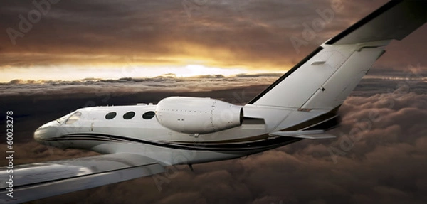 Obraz Executive in flight at sunset