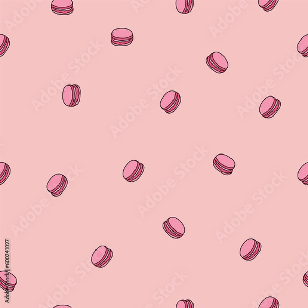 Fototapeta Vector abstract pink macarons repeating pattern background.