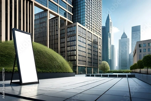 Fototapeta  adversiting board outside an office building, created with Generative AI technology	