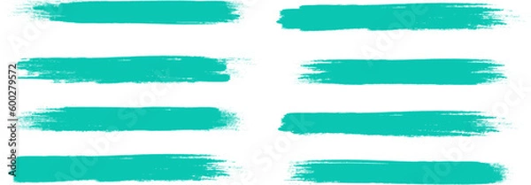 Fototapeta Turquoise brush stroke set isolated on background. Paint brush stroke vector for ink paint, grunge design element, dirt banner, watercolor design, dirty texture. Trendy brush stroke, vector